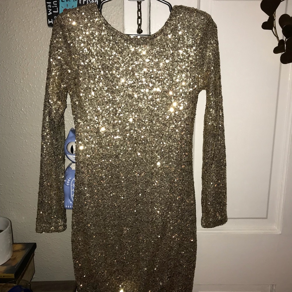 Gold sequin mini dress size 4